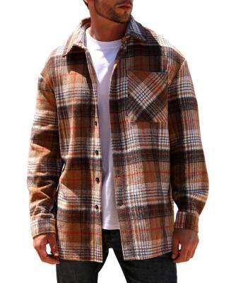 China Hot Selling Male Multicolor Design Men's Thick Sleeve Anti-pilling Button Plaid Shirt Casual Long Shirt Jacket For Men for sale