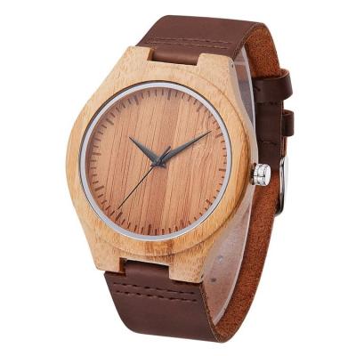 China Non-specific wholesale unisex cheap leather bamboo wooden wristwatch wooden watches for men and women for sale