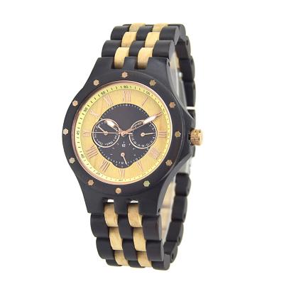 China 2021 High Quality 6 Hands 100% Natural Male Chronograph Watch Customized Logo Japan Chronograph Wood Watch for sale