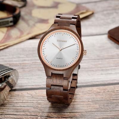 China Hot Sale Waterproof Brand Waterproof Three Sub-dial Chronograph For Friend Leather Wood Watch for sale