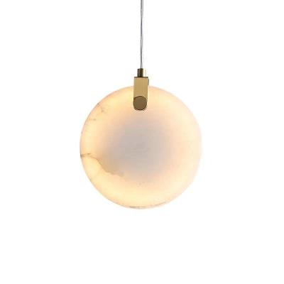 China Modern Modern Round Shape Decorative Hanging Light Fixture LED Marble Pendant Chandelier For Hotel Bedside Bar Cafe Lamp for sale