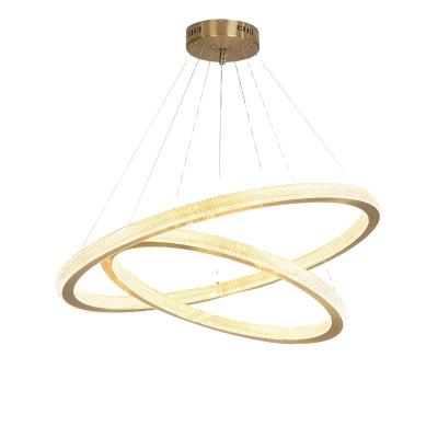 China Modern Minimalism Style Modern Lighting Fixture 3 Circles Decorative Ring Pendant Light Long Hanging Lamp for Villa Stairs Restaurant Nodic Light for sale