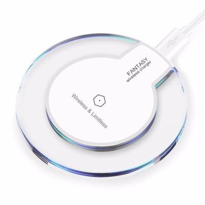 China Universal Cell Phone K9 Crystal Qi Wireless Charger With LED Light Mobile Phone Radio Charging Wireless Charger for sale