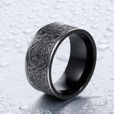 China Wholesale Gothic Antique Men's Retro Punk Ring Stainless Steel Viking Four God Beats Ring Retro for sale