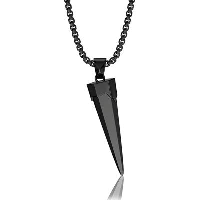 China Vintage 316L Stainless Steel Bullet Black Hexagon Pendant Necklace Simple Minimalist Fashion Gift Unisex Charm For Men And Women for sale