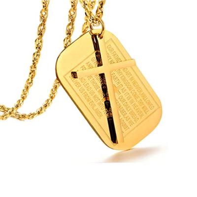 China High Quality DogTag Stainless Steel Cross Pendant Jewelry, Mens Womens Jewelry Military Pendant With Prayer Inspirational Pendant Necklace for sale