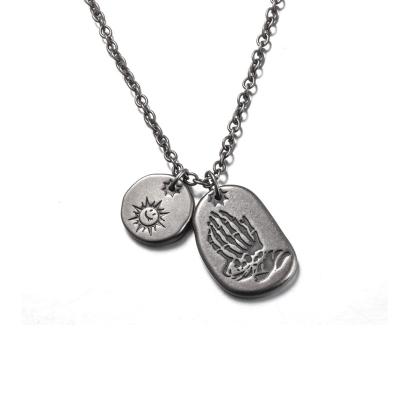 China Custom Gray Plated Hiphop Fashion Jewelry Necklace Stainless Steel Jewelry Gray Plated Fine Necklace Pendant Jewelry For Men for sale