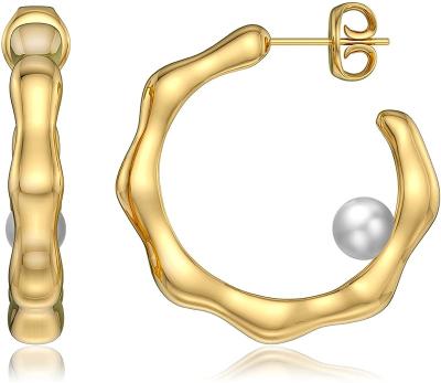 China FASHIONABLE Unique Freshwater Zig Zag Vintage Chunky Hammered Zig Zag Light Half Open Hoop Earrings Small Open Circles Jewelry Gift for sale