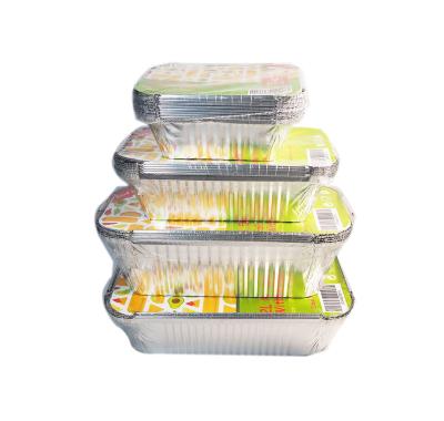 China Cooking Aluminum Foil Food Trays Containers Aluminum Foil Take Out Container With Paper Lids for sale