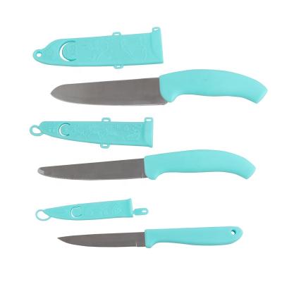 China Disposable 3pcs PP Fruit Knife Peeling Knife Handle With Sheath Fruit Knife Set for sale