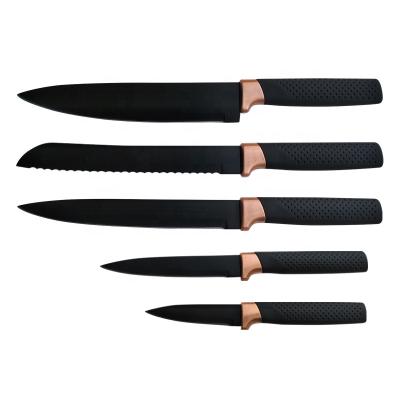 China Durable 5pcs Stainless Steel Non-Stick Kitchen Knife Set Swiss Line Knife Set for sale