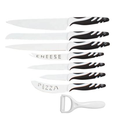 China 8 pcs disposable kitchen knife painty ceramic cookware sets non stick liner knife for sale