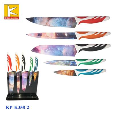 China Disposable 5 Piece Knives Sky Top Style Set Color To Block Non Stick Knife for sale