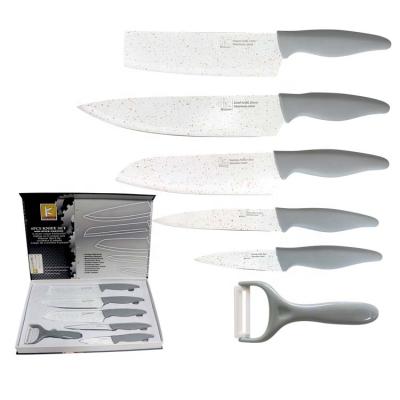 China Disposable Marble 6 Pcs EVA Knife Tray Promotional Magnetic Gift Box Packing Non-Stick Coating Set for sale