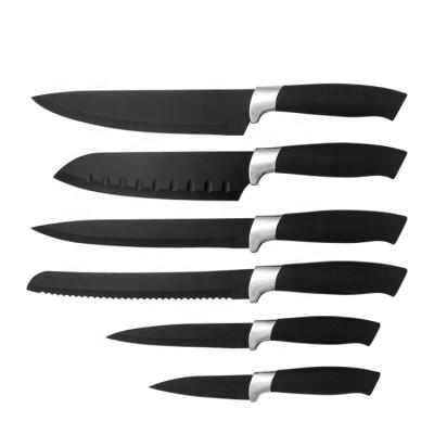 China Durable 6pcs black blade non stick sankotu knife royalty line the kitchen knife set for sale