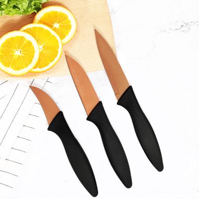 China Disposable Also Seen On TV Kitchen 3/Pack Non Stick Salad Knives Set Stainless Steel Peeling Peeling Slicing Berry Serving Knife for sale