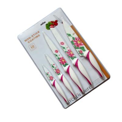 China Stainless Steel Color Flower Style Disposable Non-Stick Knife Set for sale