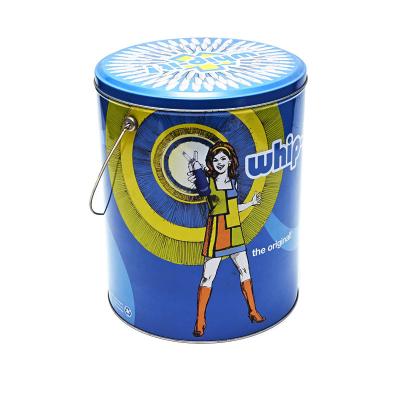 China Recycled Materials OEM 2022 Round Tin Crate Bucket For Biscuit for sale