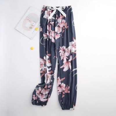 China Anti-Wrinkle Fashion Women Bohemian Pants Beach Floral Print Pants For Women Cotton Silk Summer Comfortable Trousers for sale