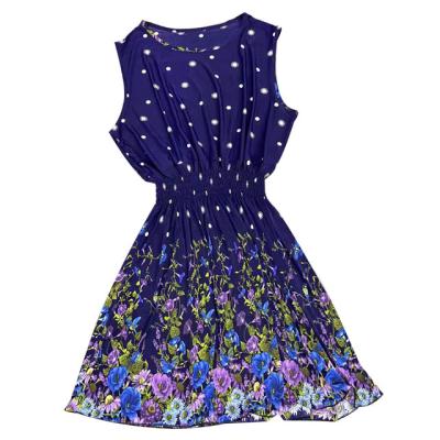 China Mini A Line Lady Dress Summer Print Elegant Short Dress Vestidos Fashion Length Of Anti-Static Casual Slim Sleeveless Dress for sale