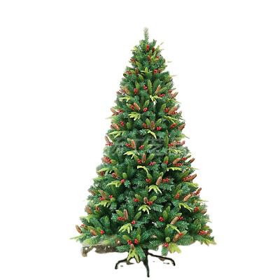 China Festival use 210 cm exquisite wholesale PVC Christmas tree with red pinecone decoration for sale