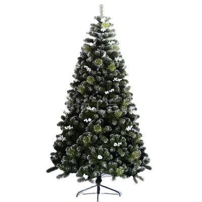 China Custom Festival Use Fashion PET Pine Needle Mix PVC Flocking Spray White Christmas Tree for sale