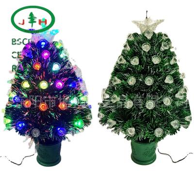 China Festival Use Colorful 5 Star Green Bottom Basin PVC Fiber Optic Christmas Tree 60cm for sale