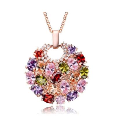 China Office / Career Mona Lisa Colored Zirconia Necklace Flower Moon Necklace Good Pendant for sale