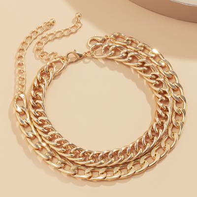 China Vintage Bling CC Jewelry 14k Gold Plated Multi Color Cuban Link Chain Anklets for sale