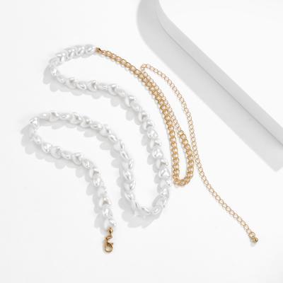 China Classic Tasty Beaded Link Chain Pearl Body Chain Jewelry Imitation Pearl Jewelry Body Chain for sale