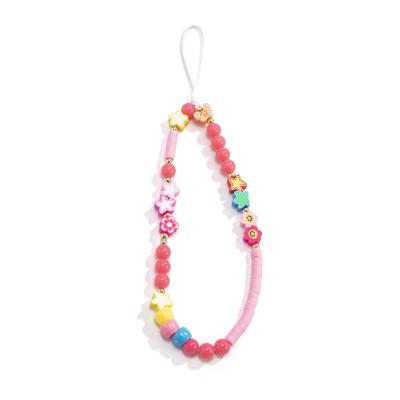 China 2021 Beaded Colorful Fruity Clay Polymer Beads Cell Mobile Phone Straps Chain Accessories M00040 for sale