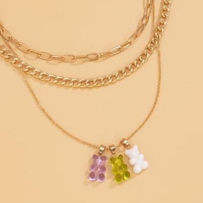 China TRENDY Jewelry Wholesale China Supplier Gold Plated Exquisite Necklace Charm Gemstone Bear Necklace for sale