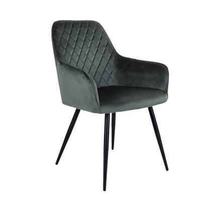 China Mid Century Modern Comfortable Fabric Chair Kitchen Chair Foam Seat Metal Velvet Upholstered Legs Dining Chair for sale