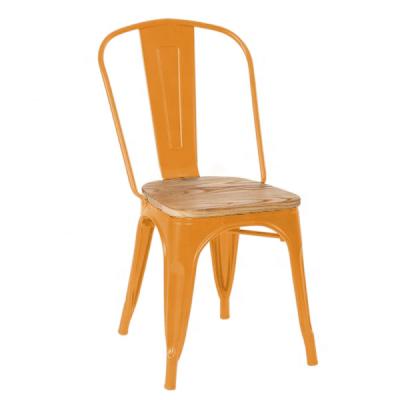 China Easyclean Silla tolixs iron metal cafe chair with wood seat industrial chair cafe chair metal for sale