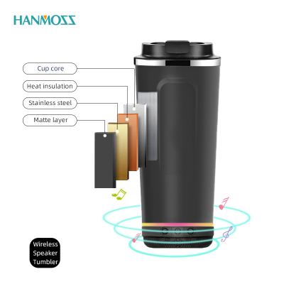 China Safety 18oz 500ml Wireless Coffee Tumbler Cup With Bt Speaker Portable Outdoor Waterproof Mug for sale