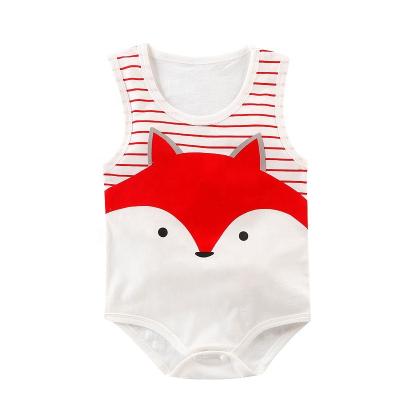 China Wholesale Comfortable Breathble Baby Boy Girls Summer Clothes Newborn Cartoon Pattern Cotton Jumpsuit Baby Sleeveless Romper for sale