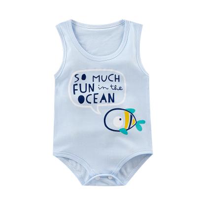 China Breathble Girls Clothes Toddler Vest Jumpsuit Summer Comfortable Newborn Cotton Printed Sleeveless Baby Rompers For Infant for sale