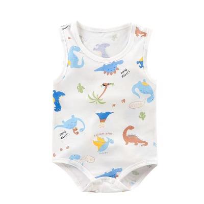 China 2023 New Factory Wholesale High Quality Cotton Comfortable Summer Breathble Sleeveless Newborn Baby Clothes Boy Rompers for sale