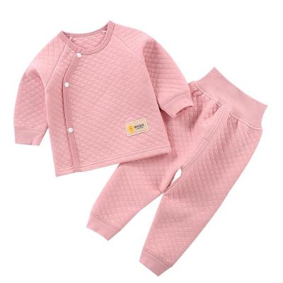 China High-waisted breathable children's underwear set cotton baby autumn spring clothes three layers of warmth thickened children's clothing for sale