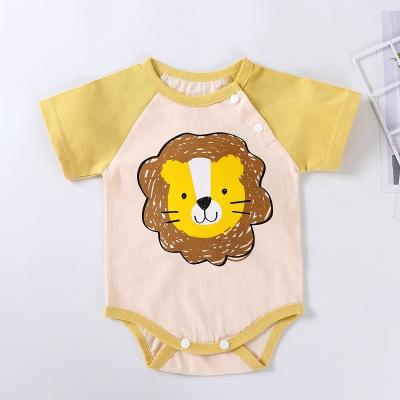 China Breathble Summer Baby Cotton Cozy Bubble Romper Unisex Solid Short Rolled Sleeve Onesie for sale