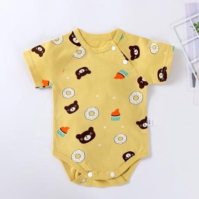 China Breathble Button Baby Romper Onesies Cozy Newborn Baby Clothes 0 To 1 Year Old Cute Short Sleeve Summer Baby Onesie Unisex Cartoon 100% Cotton for sale