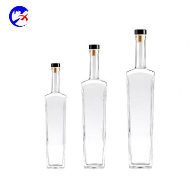 China Small Wine Beverage Bottle 250ml Rectangular Clear Glass Bottle Custom Crafts Liquor Bottle for sale