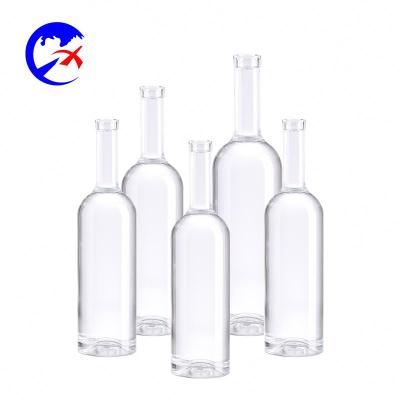 China Transparent Empty Glass Beverage Bottle With Cap For Brandy Whiskey Storage Glass Packing Bottle 700ml for sale