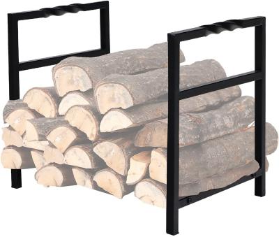 China Small Durable Decorative Indoor/Outdoor Firewood Racks Storage Log Rack Steel Wood Rack (Black) for sale