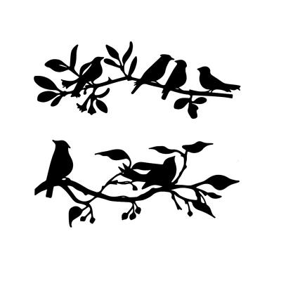 China Durable Birds On The Branch Metal Wall Art Decor Bird Silhouette Metal Wall Art Panel for sale