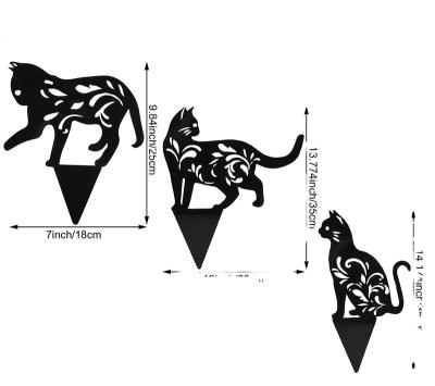 China Durable Cat Decorative Garden Stakes Cat Silhouette Cute Metal Cat Statues for Outdoor Yard Lawn for sale