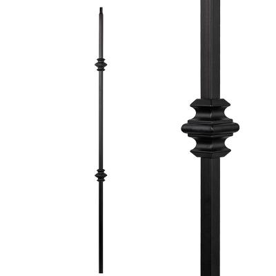 China Modern Stair Balusters Hollow Out Double Shaft Knuckle Iron - Real Black Not Satin Matte Metal Balusters for sale