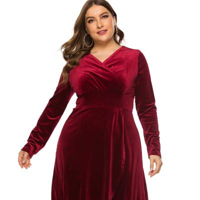 China Africa Women Plus Size Solid Velvet Long Sleeve Clothing Casual Dresses for sale