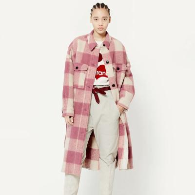 China Autumn and winter new design sense woolen coat pocket viable plateaued splicing coat small long for sale