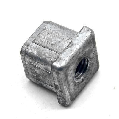 China Heavy Industry Zinc Alloy Zamak Metal Square Tube Pipe Insert Nut for sale